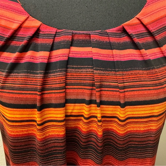 Worthington Petite PXL Orange Black Striped Career Blouse Stretch Top - Picture 3 of 9
